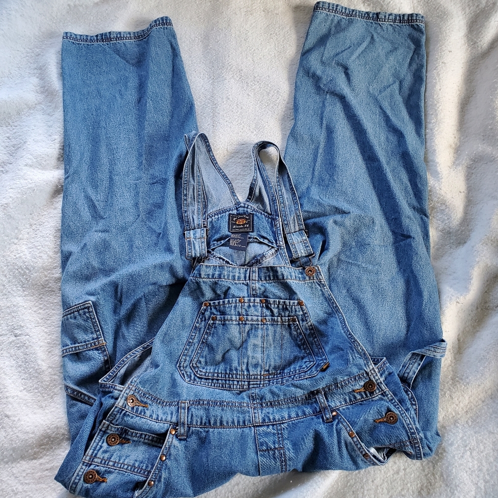 Route 66 Vintage Denim Carpenter Bibs, Sz L